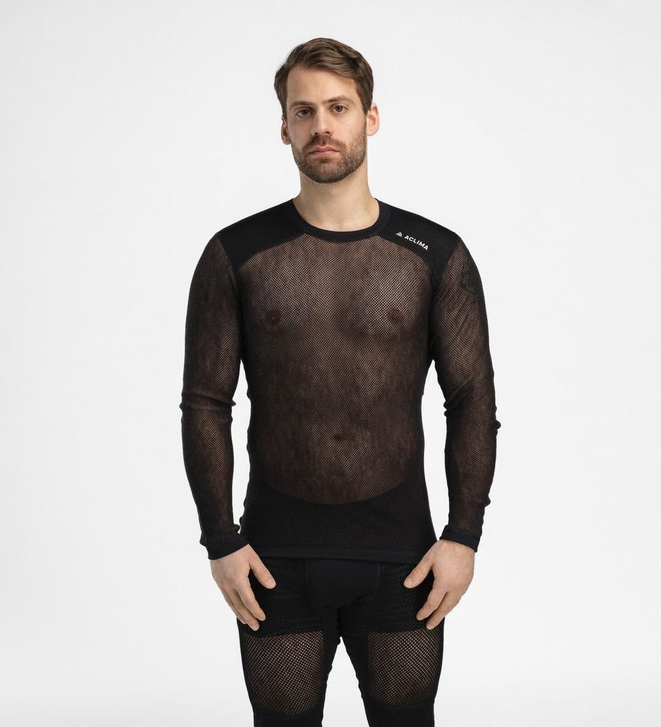 Sous vêtement ultra léger et respirant Aclima WoolNet Light Crew Neck Man-Noir