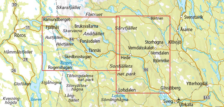 Ramundberget - Funäsdalen - Vemdalen 1:75 000 - Carte randonnée Suède