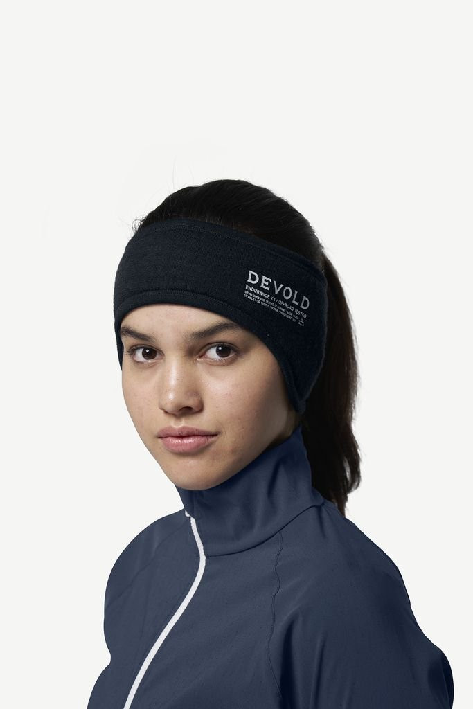 Bandeau épais, chaud et doux 100 % en laine mérinos Devold Endurance Merino Headband - Bleu Marine/Ink
