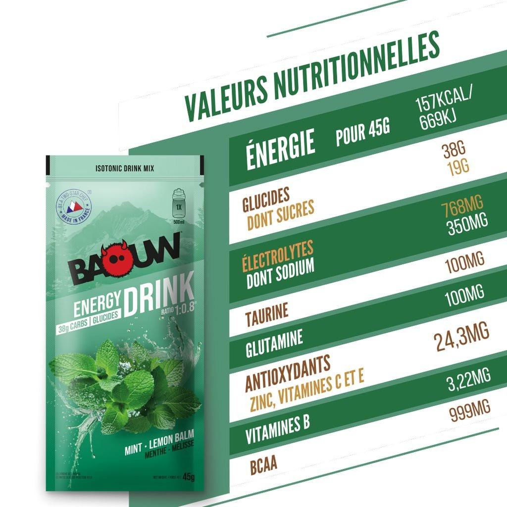 Baouw Energy Drink Menthe-Mélisse 45 g