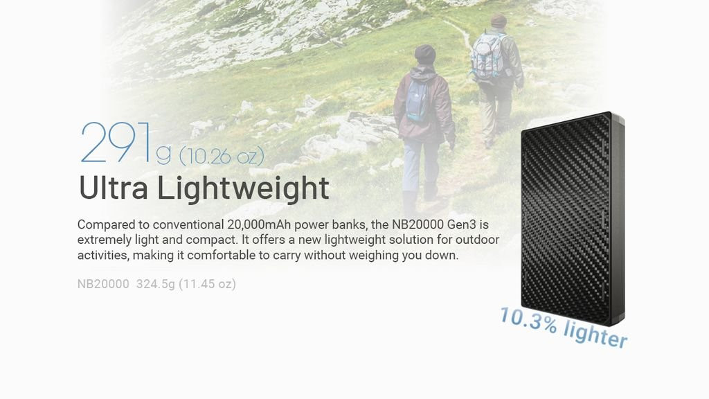 Nitecore NB20000 GEN3 Ultra Lightweight Power Bank