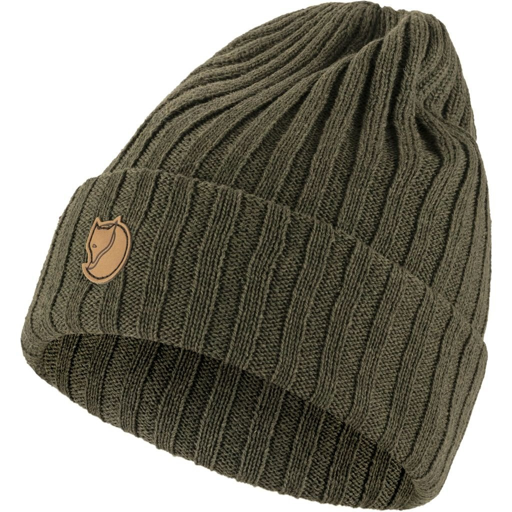 Bonnet à mailles côtelées 100 % laine Fjällräven Byron Hat - Olive Foncé/Dark Olive