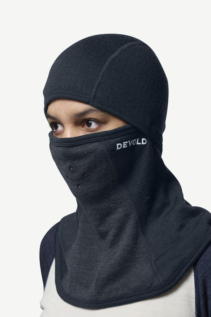 Cagoule épaisse, douce et chaude en laine mérinos Devold Expedition Arctic Pro Balaclava - Gris/bleu- Black/Ink