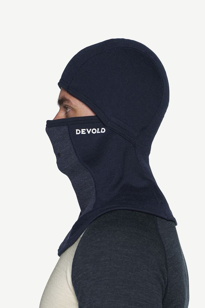 Cagoule épaisse, douce et chaude en laine mérinos Devold Expedition Arctic Pro Balaclava - Gris/bleu- Black/Ink