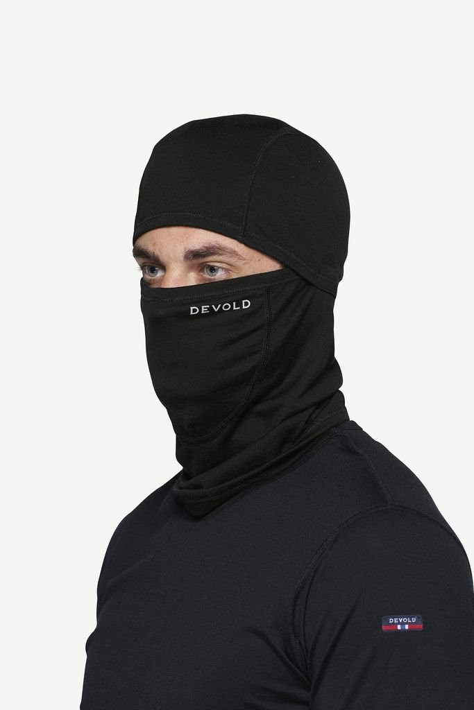 Cagoule fine, chaude et douce Devold Breeze Merino 150 Balaclava - Noir/Black