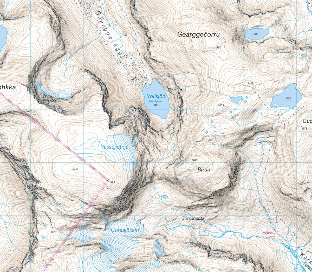 Högalpin karta Abisko, Björkliden – Riksgränsen 1:25.000