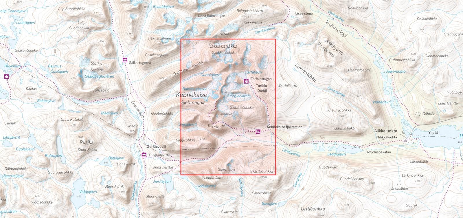 Carte Högalpin karta Kebnekaise 1:15.000