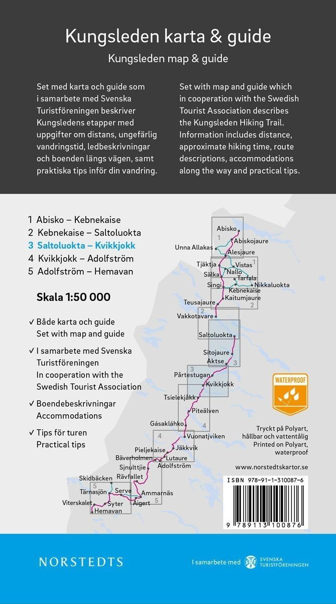 Carte & Guide Kungsleden n°3 : Saltoluokta - Kvikkjokk