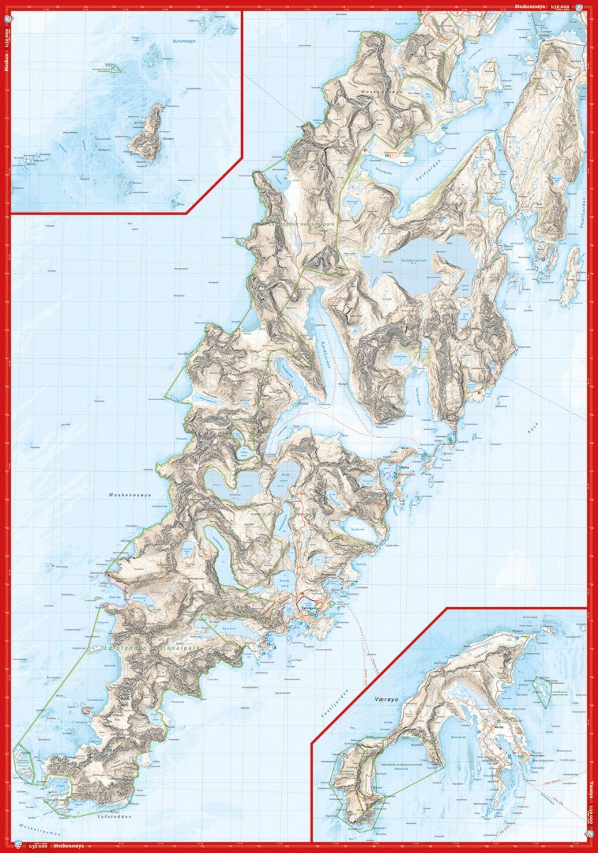 Carte Høyfjellskart Lofoten: Moskenesøya & Flakstadøya 1:30.000