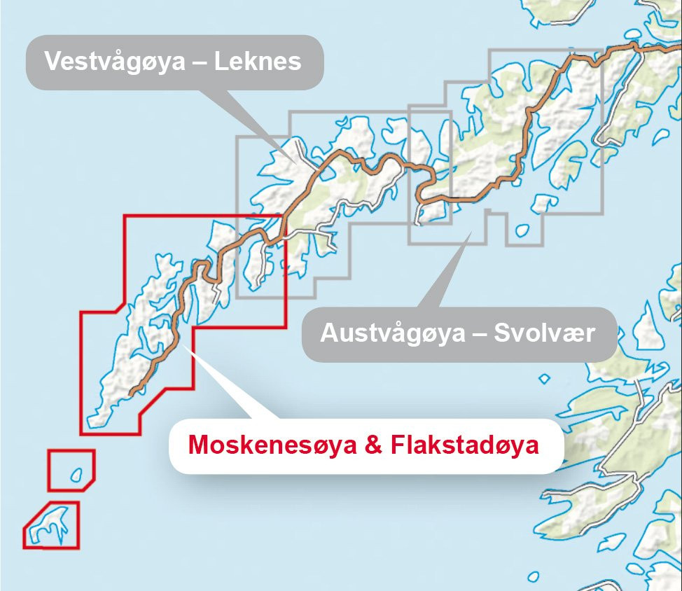 Carte Høyfjellskart Lofoten: Moskenesøya & Flakstadøya 1:30.000