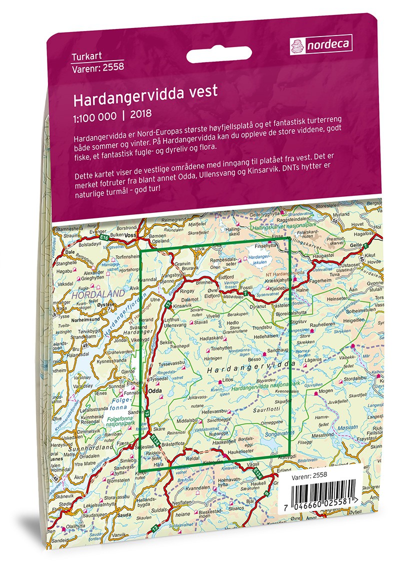 Hardangervidda Vest 1:100 000