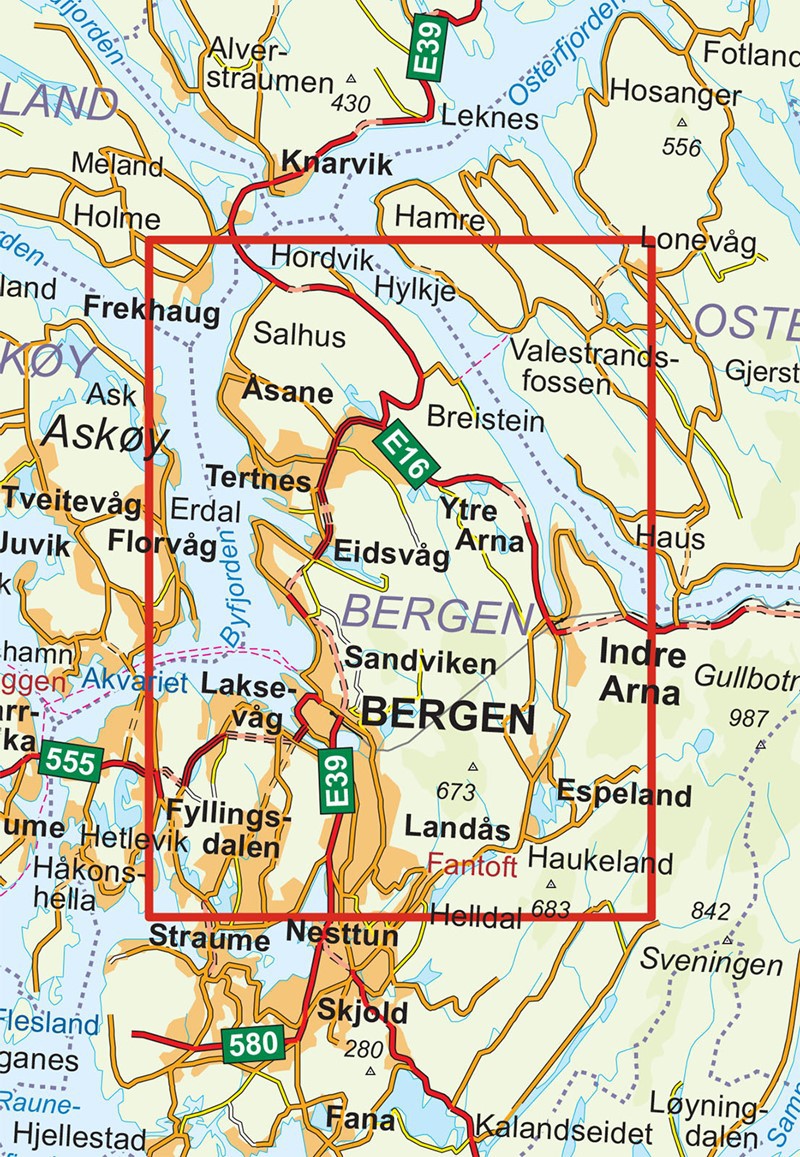 Bergen - 7-Fjellsturen 1:25 000