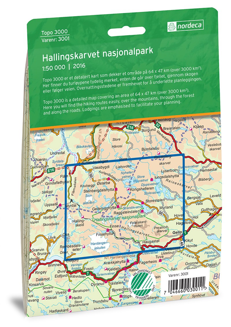 Hallingskarvet nasjonalpark 1:50 000