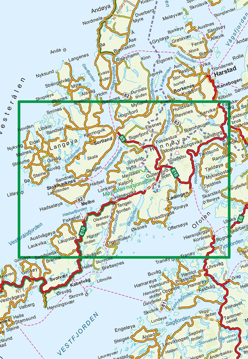 Vesterålen Hinnøya Sør - 1:100 000 : Carte de randonnée des Vesteralen ...