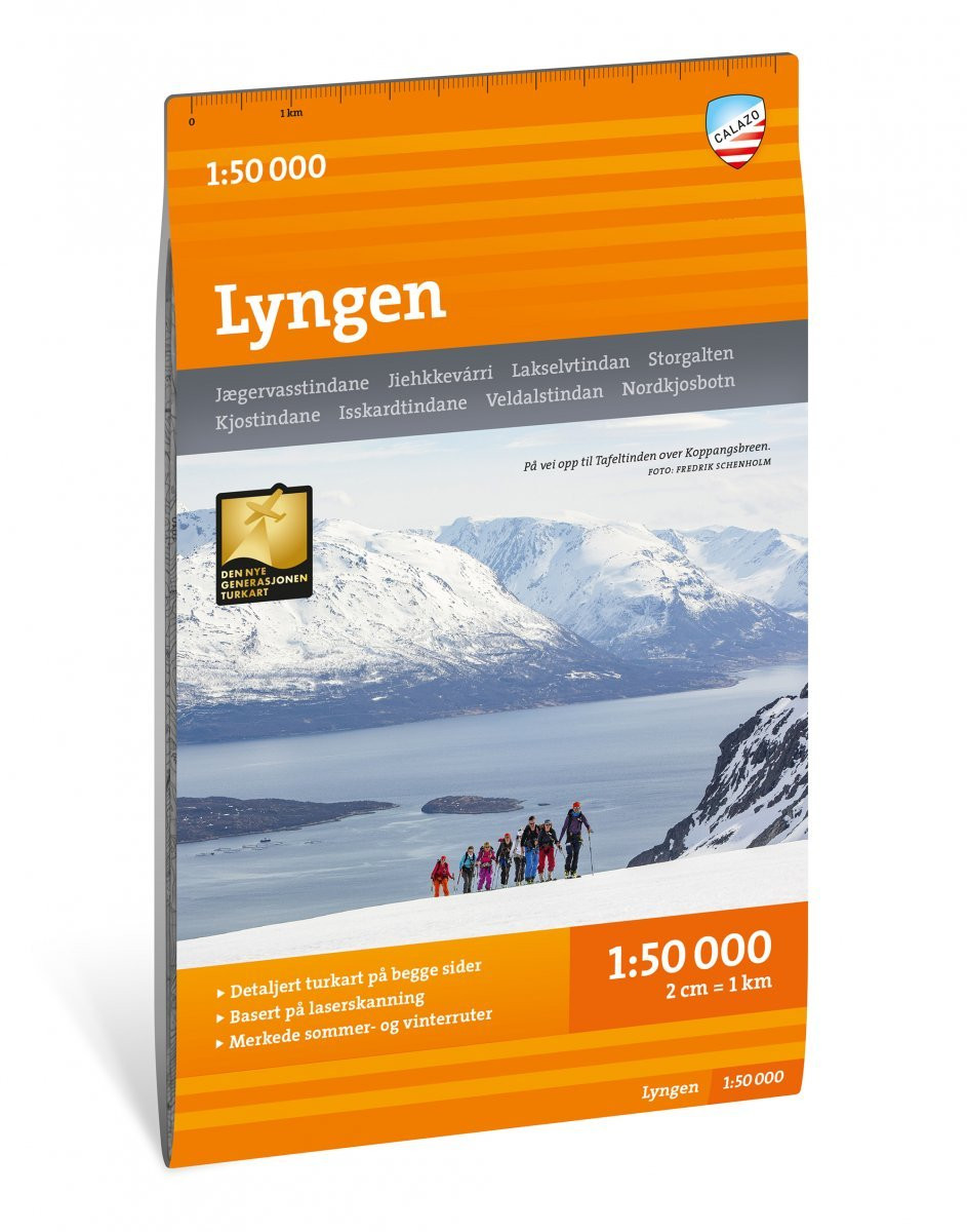 Carte de randonnée des Alpes de Lyngen en Norvège  - Echelle 1:50 000