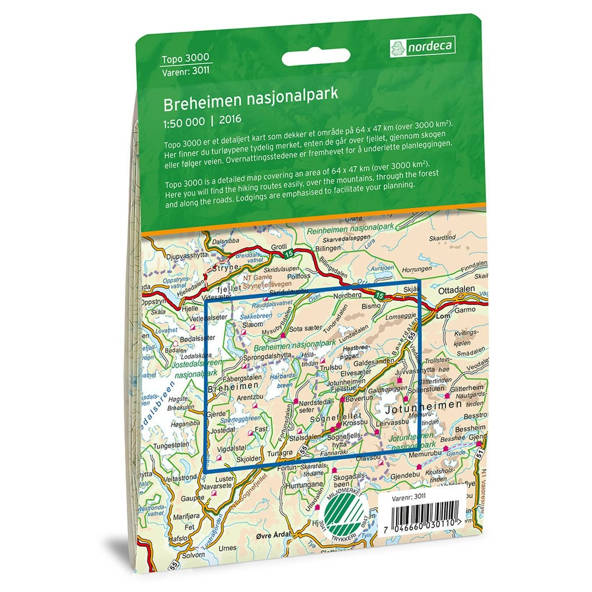 Carte de randonnée au 1:50 000 Breheimen Nasjonalpark