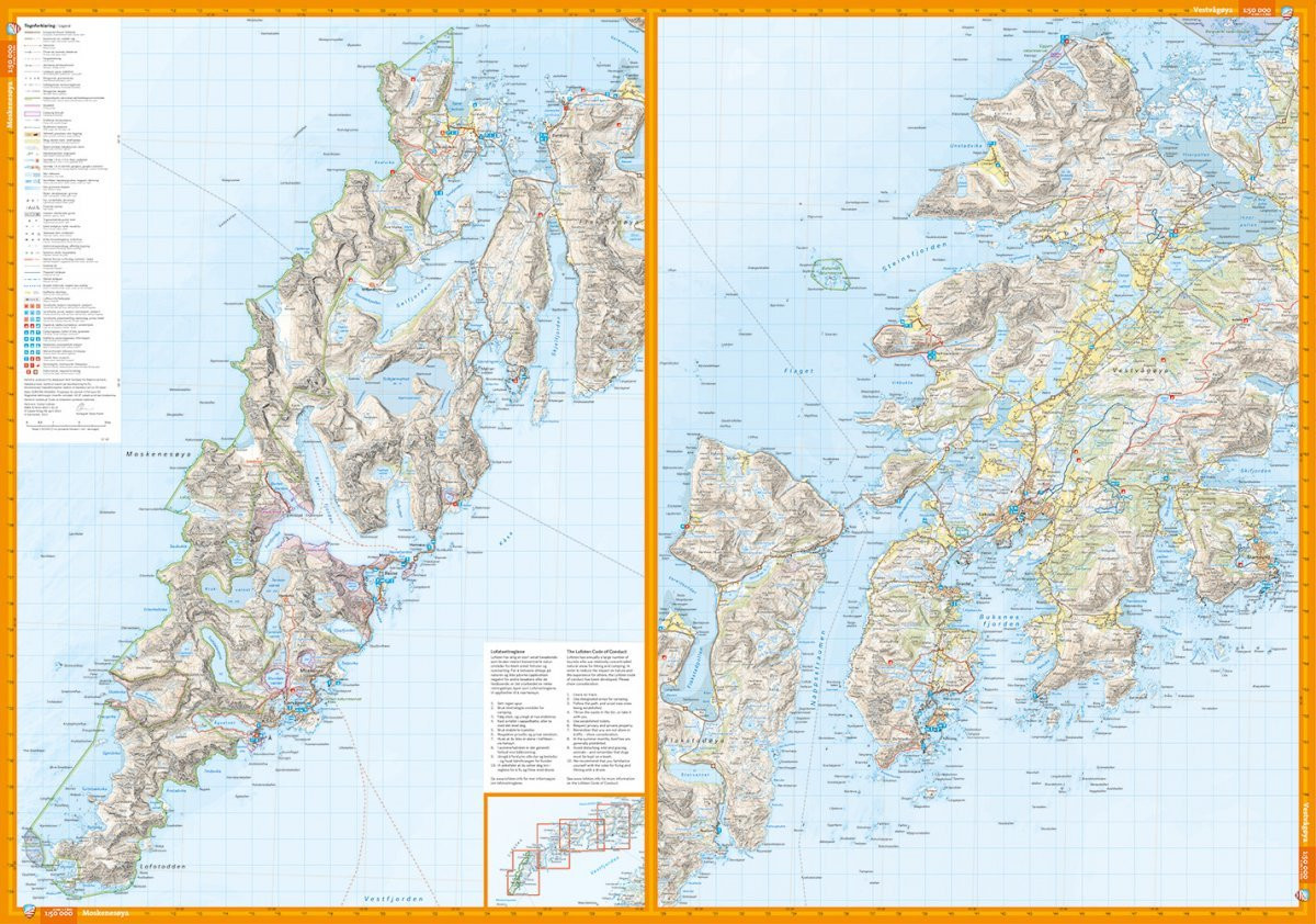 Carte de randonnée des îles Lofoten en Norvège  - Echelle 1:50 000