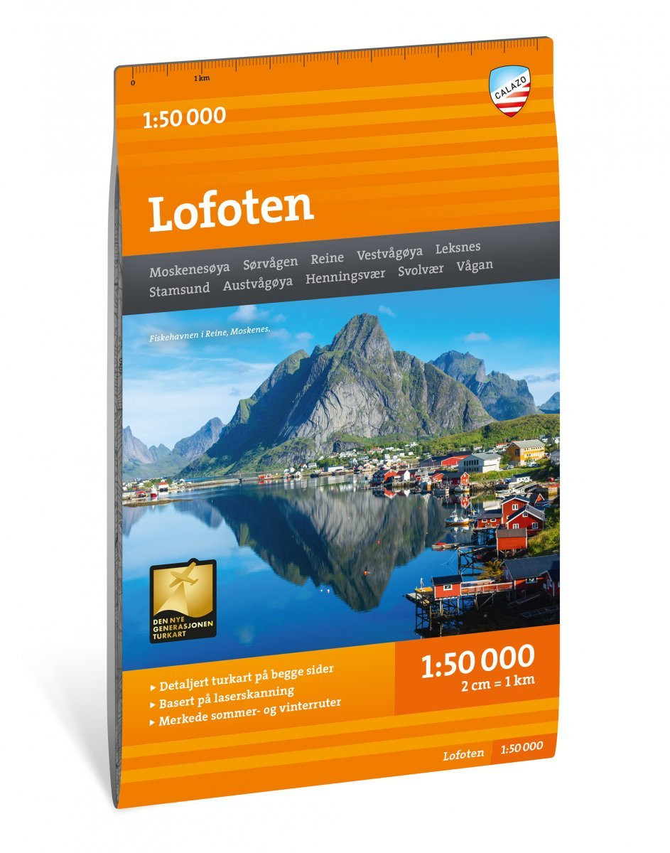 Carte de randonnée des îles Lofoten en Norvège  - Echelle 1:50 000