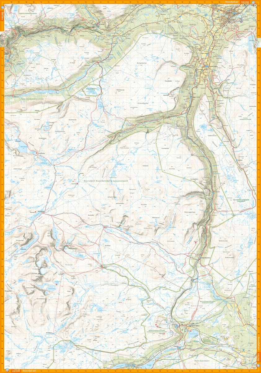 Carte de randonnée du Dovrefjell en Norvège  - Echelle 1:50 000