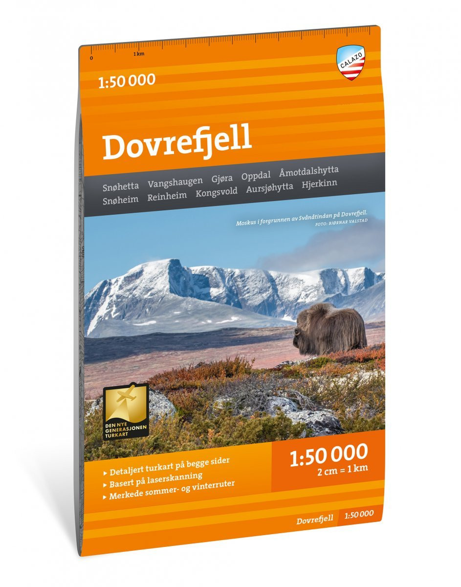 Carte de randonnée du Dovrefjell en Norvège  - Echelle 1:50 000