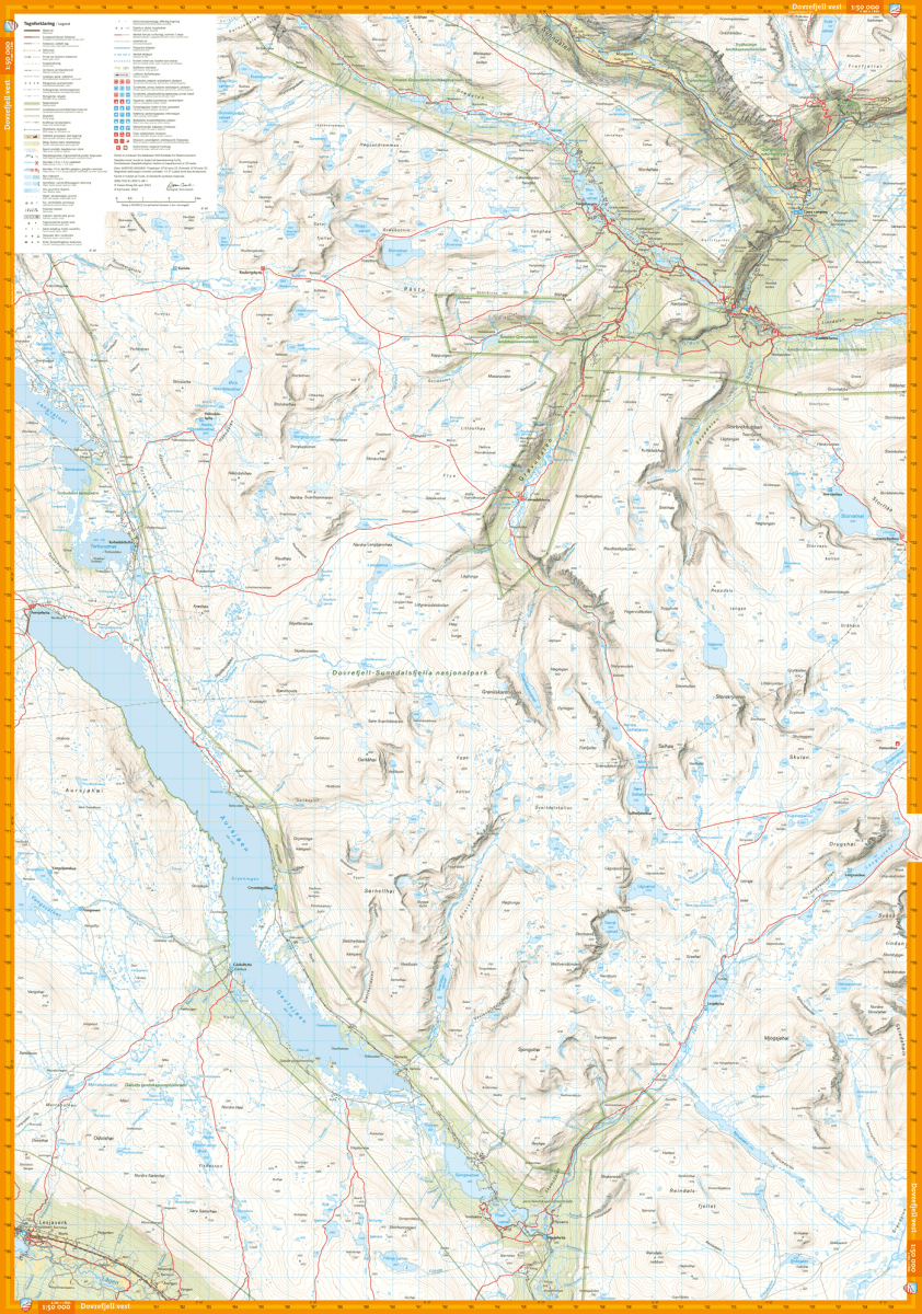 Carte de randonnée du Dovrefjell en Norvège  - Echelle 1:50 000