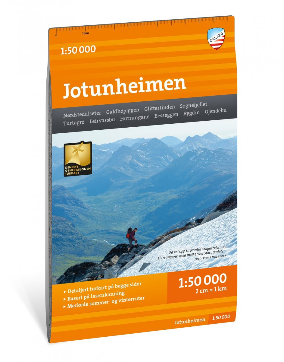 Carte de randonnée du Jotunheimen en Norvège  - Echelle 1:50 000