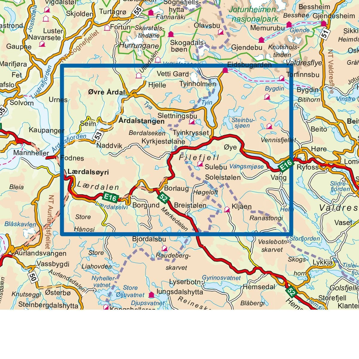 Carte de randonnée Norvège Filefjell - 1:50000