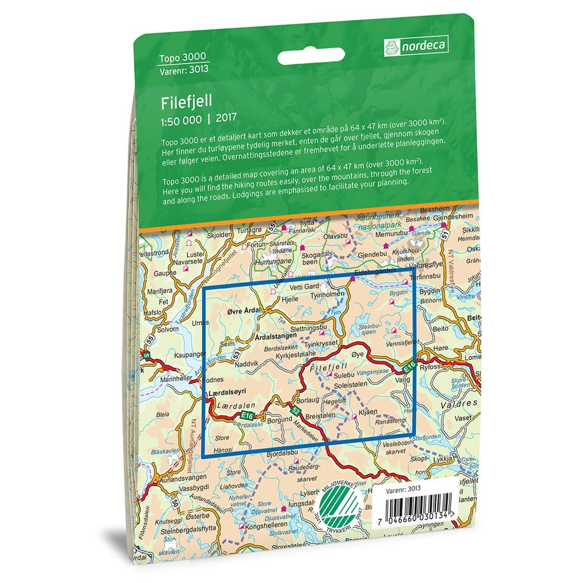 Carte de randonnée Norvège Filefjell - 1:50000