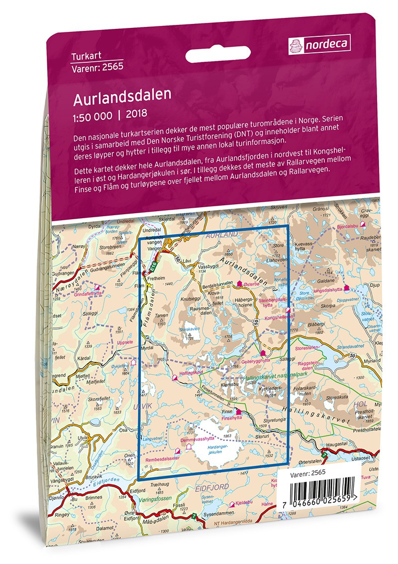 Carte de randonnée Aurlandsdalen 1:50 000 - Norvège