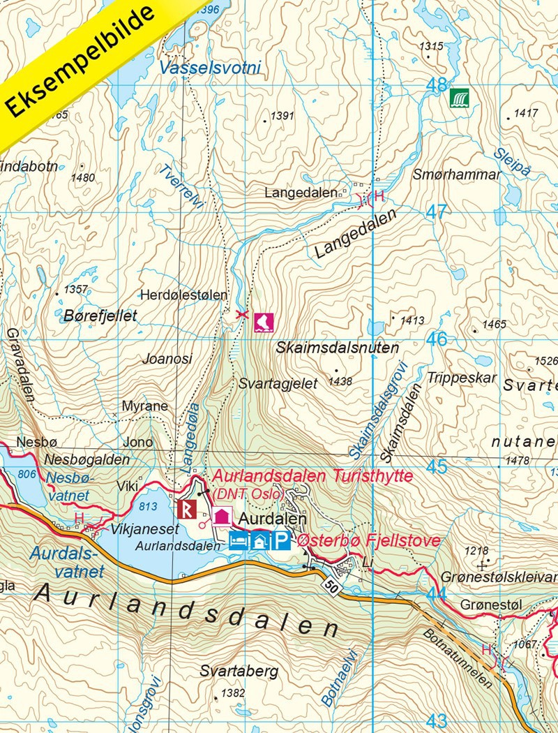 Carte de randonnée Aurlandsdalen 1:50 000 - Norvège