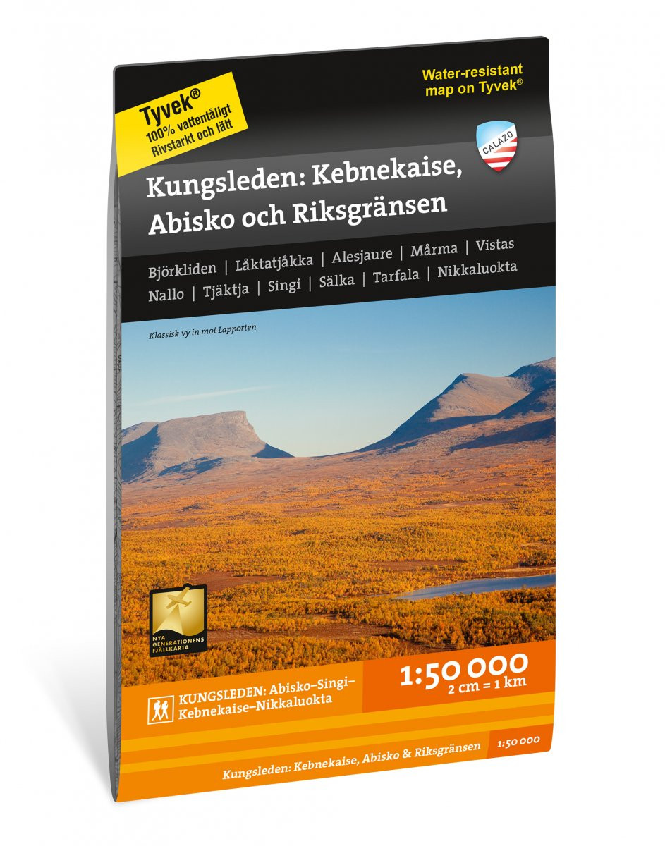 Carte randonnée Kungsleden : Kebnekaise, Abisko & Riksgränsen - 1:50 000 - Calazo