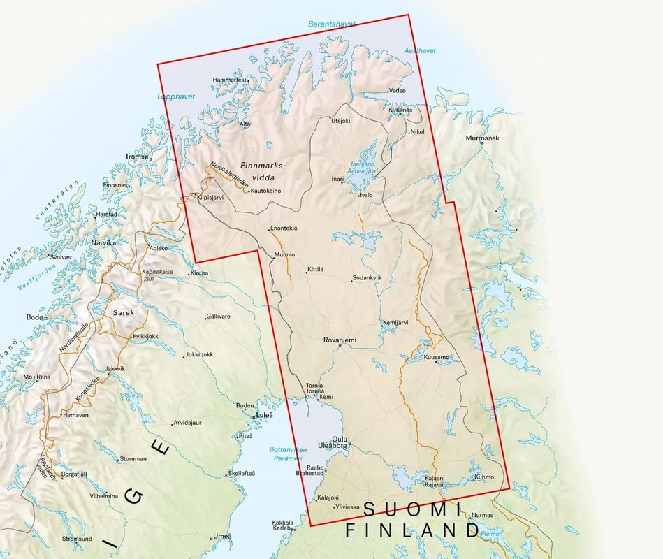Carte routière Nord de la Finlande : Tiekarta Pohjois-Suomi 1:500 000