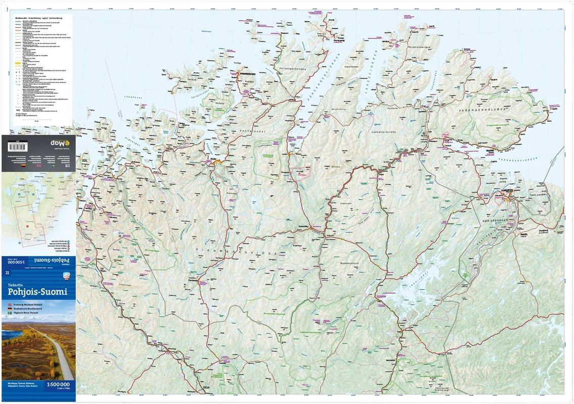 Carte routière Nord de la Finlande : Tiekarta Pohjois-Suomi 1:500 000