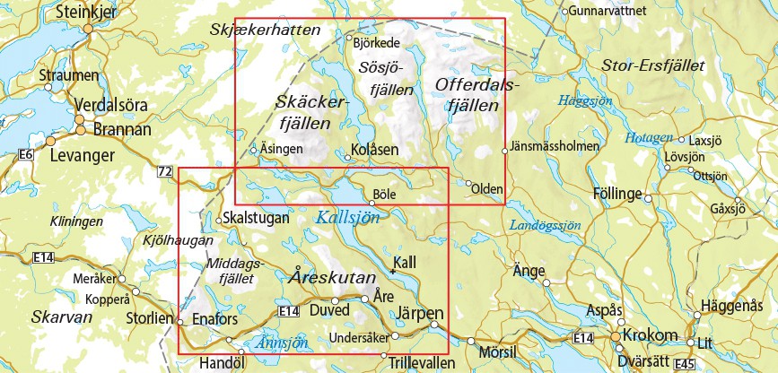 Skäckerfjällen – Storlien - Åre 1:75 000 Blad 10