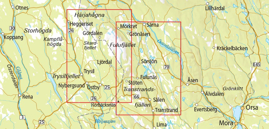 Fulufjället - Trysil - Sälen 1:75 000 Blad 14