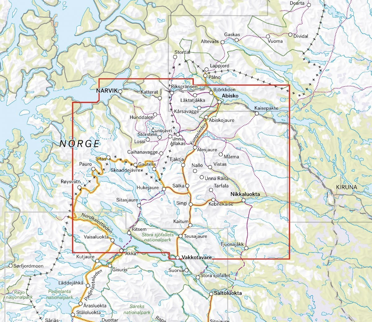 Carte Calazo Kebnekaisefjällen & Narvik 1:100 000