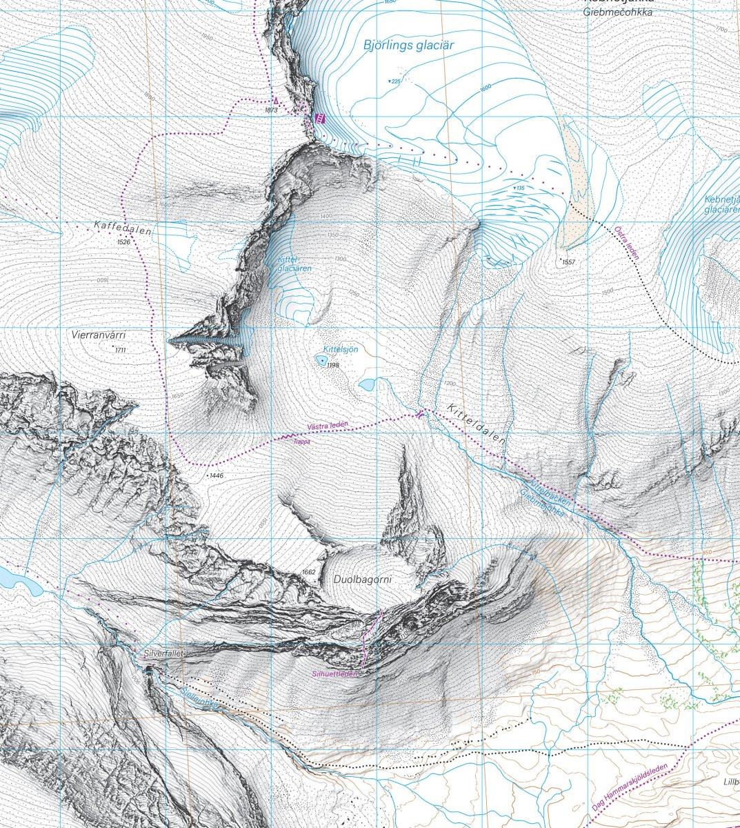 Carte Högalpin karta Kebnekaise 1:15.000