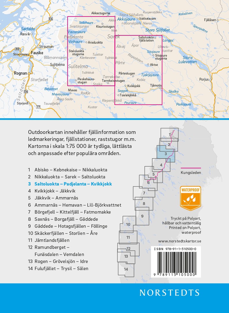 Saltoluokta-Padjelanta-Kvikkjokk 1:75 000