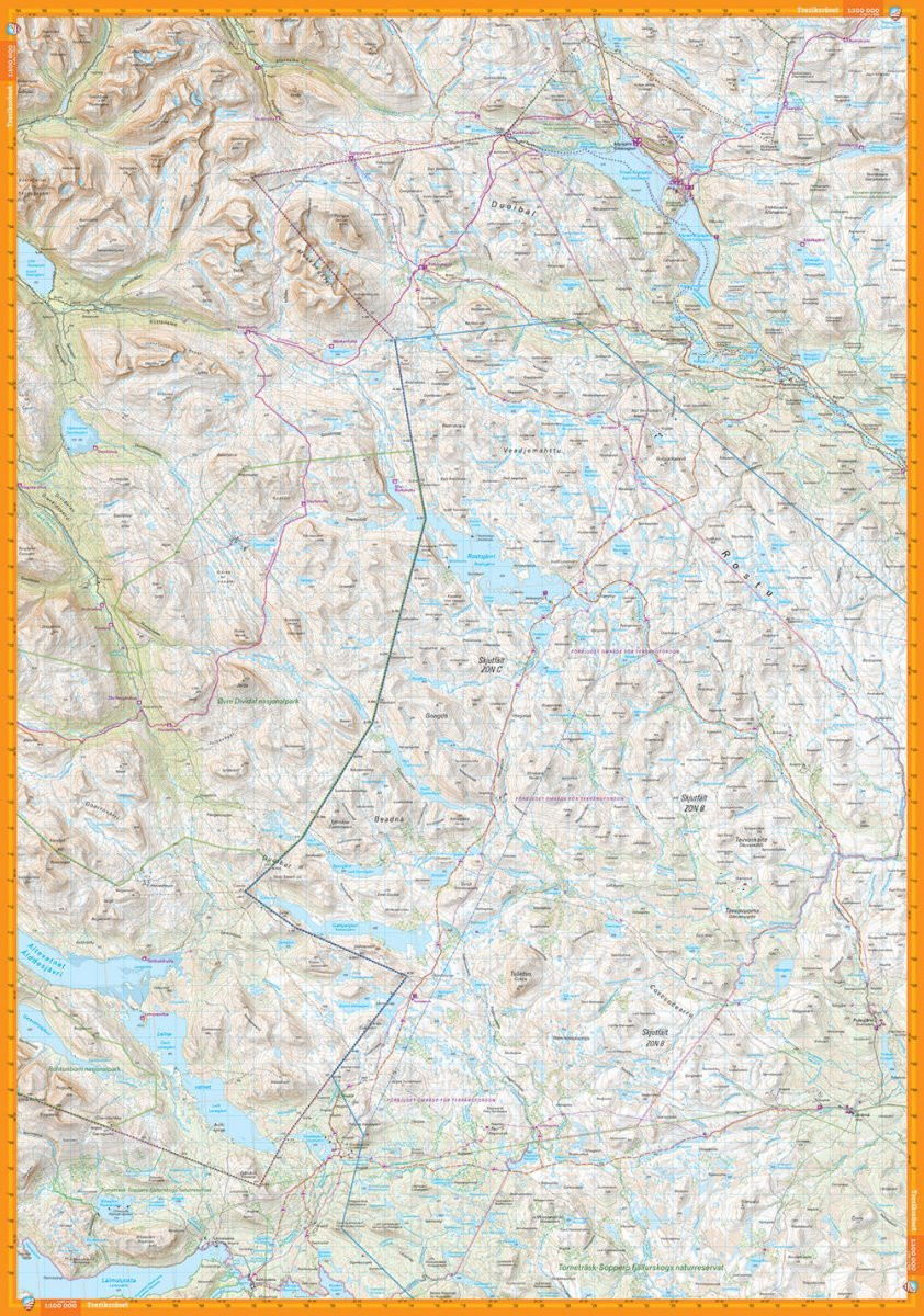 Carte Treriksröset, Abisko & Kiruna 1:100.000 - Calazo