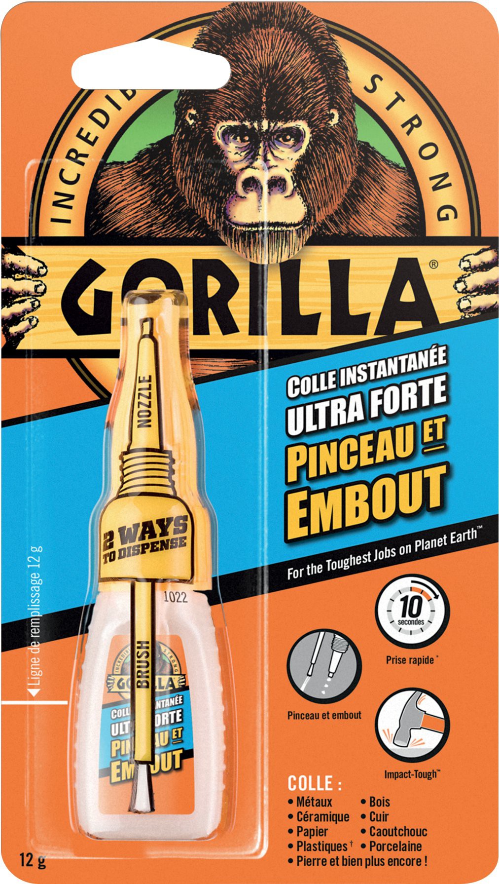 Colle ultra forte instantanée Gorilla Super Glue avec pinceau