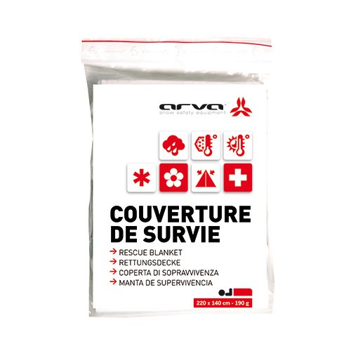 couverture de survie epaisse et reutilisable arva 190 gr