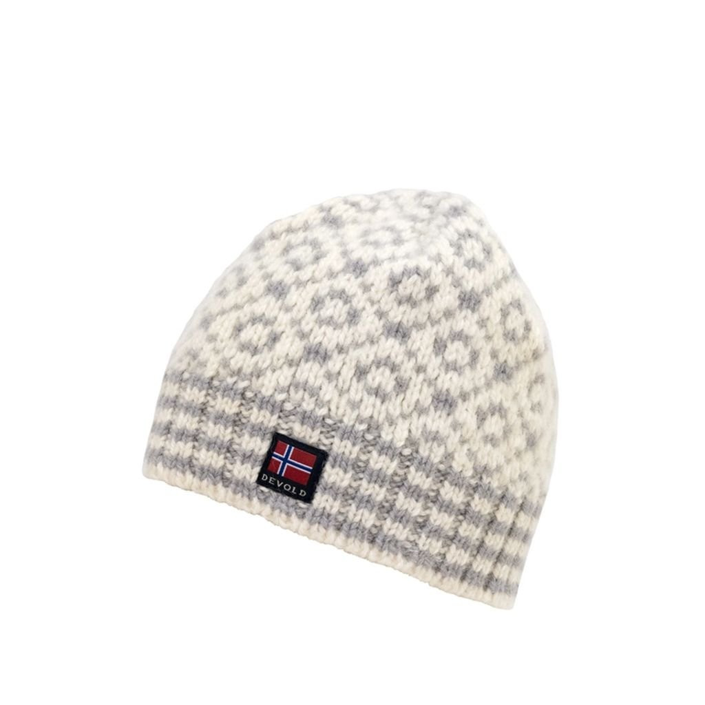 Bonnet en pure laine vierge Devold Svalbard Wool Beanie-Blanc-Grey/Melange