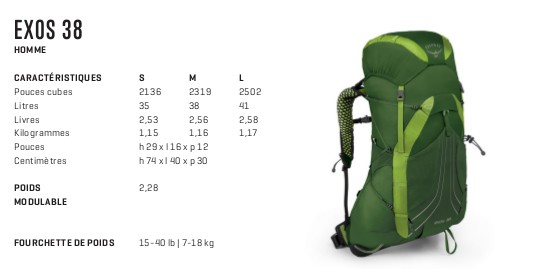 osprey 38 litres