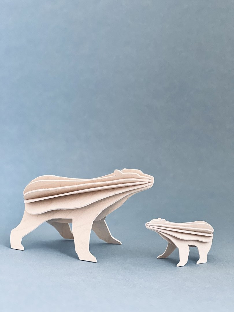 Jouet Bébé Ours Polaire En Bois - Les