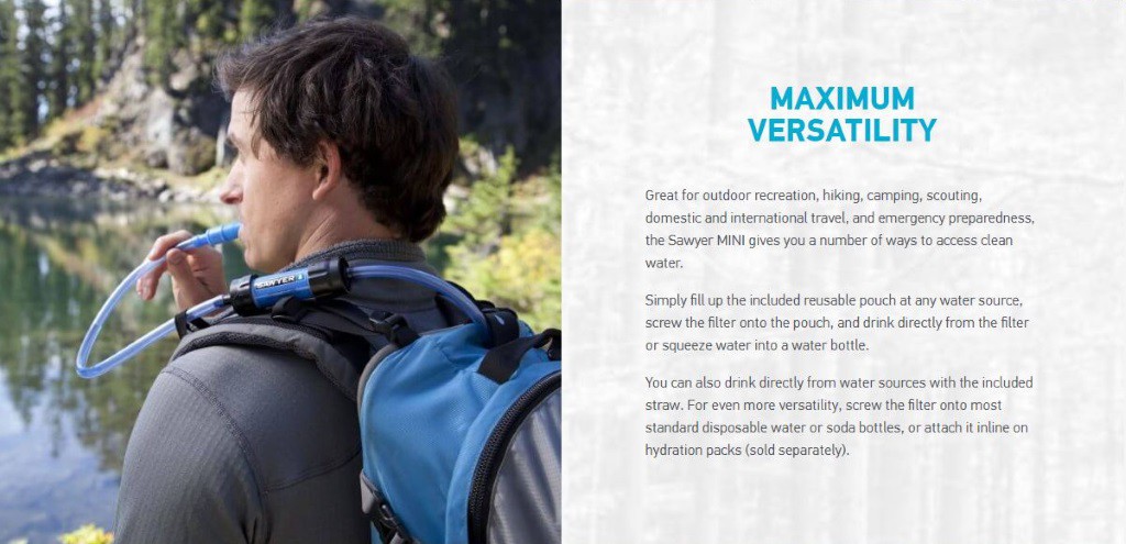 Système De Filtration D'Eau Sawyer Mini - Filtre à Membrane UF - 2000 Litres De Capacité