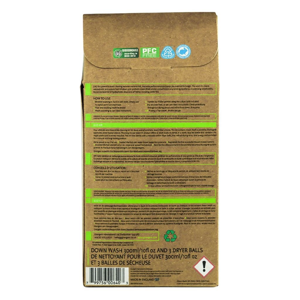 lessive et balles de séchage pour équipements en duvet et synthétique Granger’s