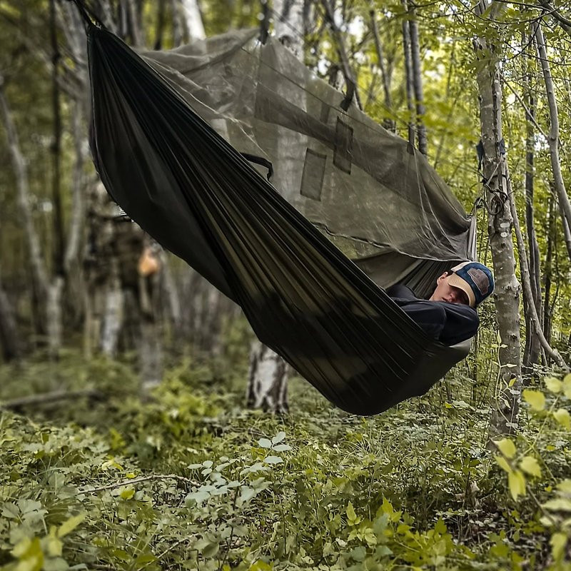 Hamac En Coton Avec Moustiquaire Et Kit De Sangles D'Arbre, Hamac En Hamac En Coton Avec Moustiquaire Et Kit De Sangles D'Arbre, Hamac En