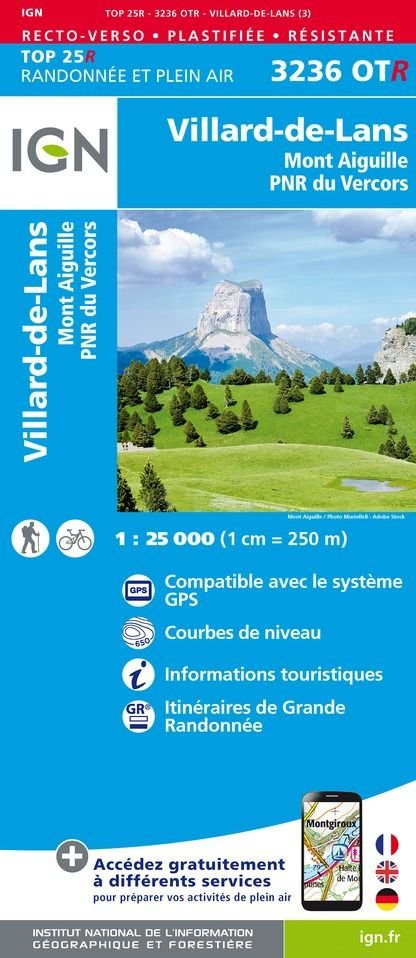 IGN Top25 3236 OTR Villard de Lans, Mont Aiguille, PNR du Vercors - Résistante