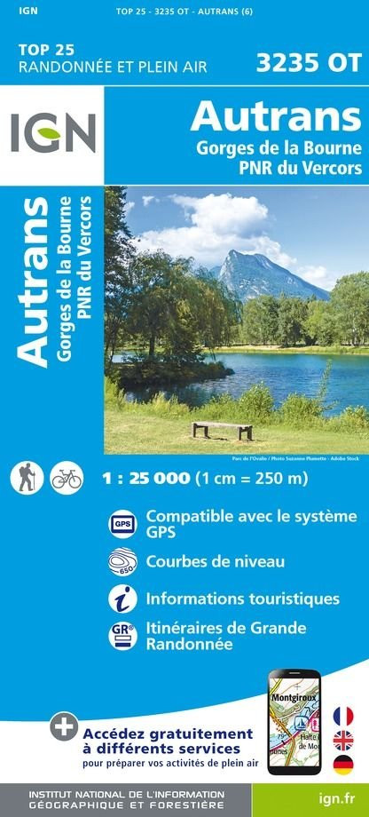 IGN Top 25 3235 OT Autrans Gorges de la Bourne PNR du Vercors