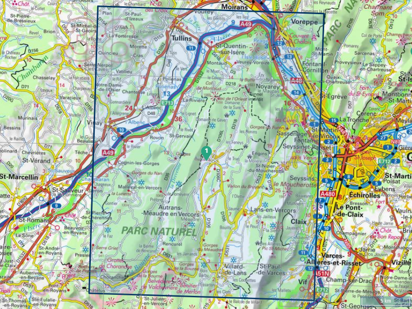 IGN Top 25 3235 OT Autrans Gorges de la Bourne PNR du Vercors